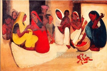 indio Painting - Amrita Sher Gil Village escena india de 1938